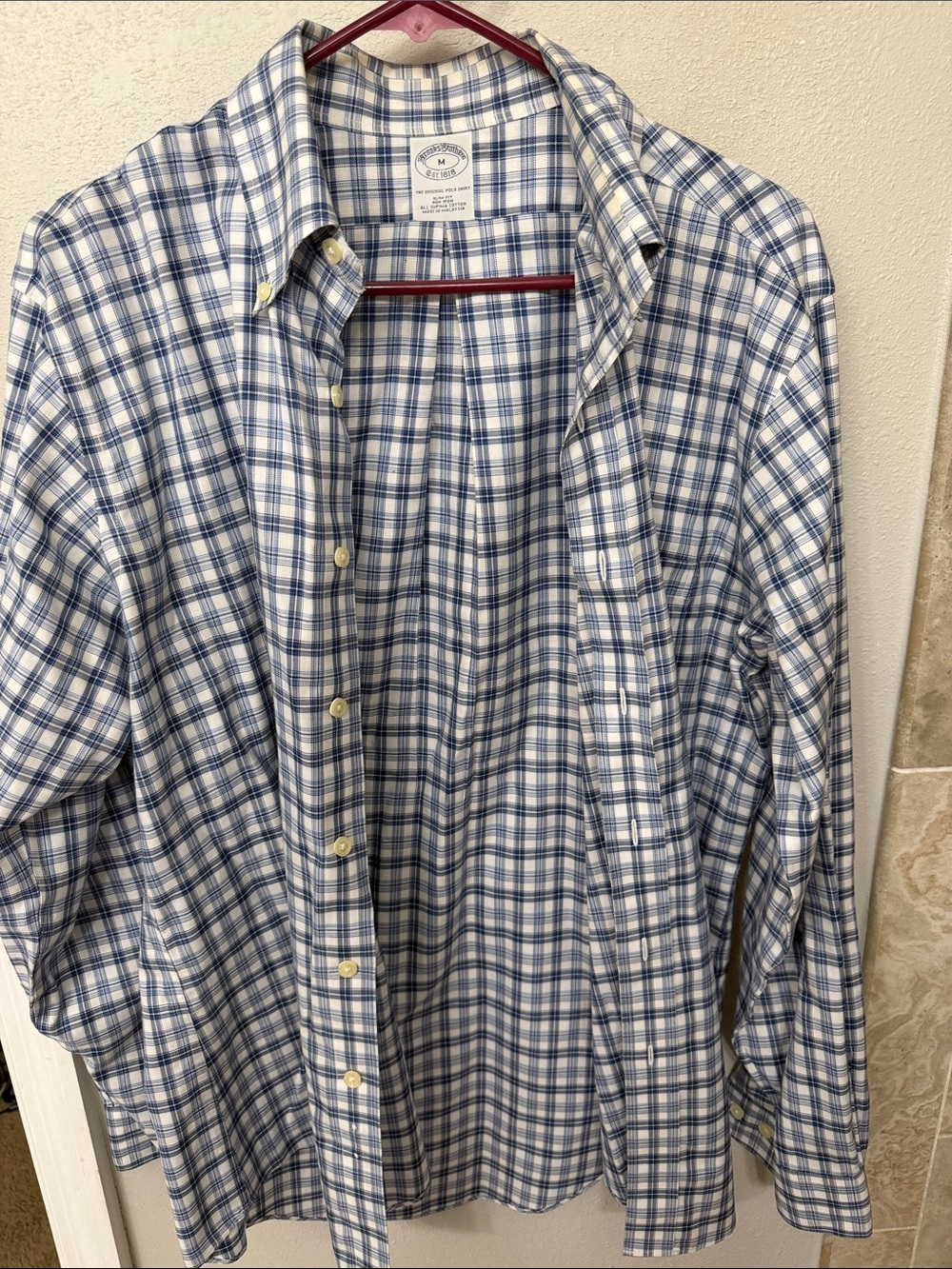 Brooks Brothers Blue & White Plaid Button-Down Shirt